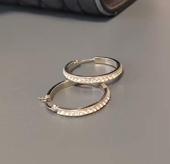 Сережки кільця Circle Huggie з нержавіючої сталі - Фото 2 Сережки кільця Circle Huggie з нержавіючої сталі - зображення 2
