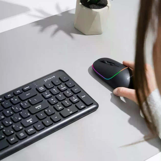 Беспроводная эргономичная мышь для компьютера и ноутбука Proove Blink USB Bluetooth с регулировкой DPI RGB с аккумулятором черная - изображение 6