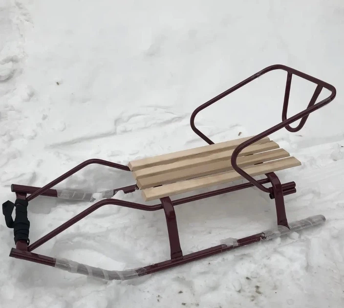 Санки-салазки Snower Флеш металлические со съёмной спинкой 94х45х19 см бордовые - Фото 4 Санки-салазки Snower Флеш металлические со съёмной спинкой 94х45х19 см бордовые - изображение 4