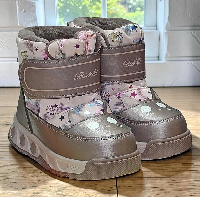 Зимние детские ботинки дутики для девочки с фонариками на липучках Bi&Ki 60201В пудровые 23(стелька 14,6см) - изображение 9