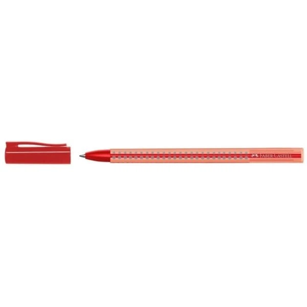 Ручка кулькова Faber-Castell Grip 2020 М червона 0.7 мм, тригранний прозорий корпус, 544521 - зображення 2