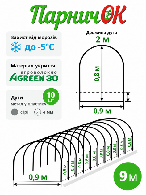 Минитеплица Парничек ТМ "Agreen" 9 м. (плотность 30 г/м²) - изображение 3