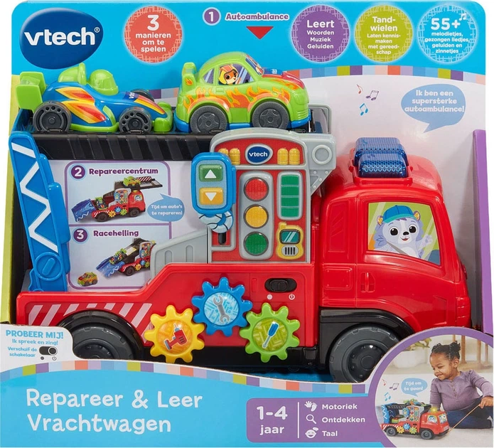 Автовоз VTech Repareer en Leer зі звуком Різнокольоровий (3417765658235) - Фото 1 Автовоз VTech Repareer en Leer зі звуком Різнокольоровий (3417765658235) - зображення 1