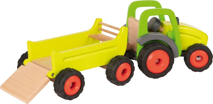 Traktor drewniany Goki z przyczepą 45 cm Zielony (4013594558860) - obraz 2