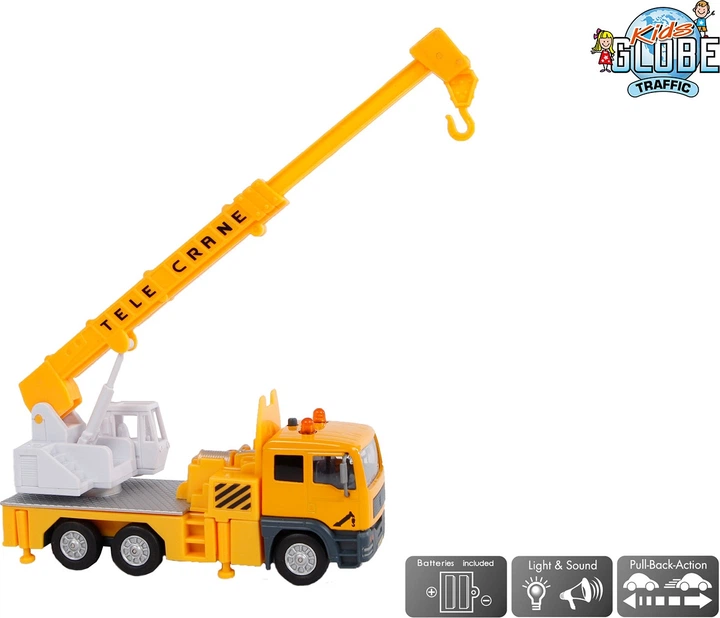 Dźwig samochodowy Kids Globe metalowy inercyjny ze światłem i dźwiękiem 15 cm Żółty (8713219381786) - obraz 2