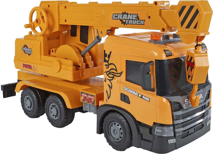 Ciężarówka z dźwigiem 2-Play Scania inercyjna ze światłem i dźwiękiem Pomarańczowa (8713219548820) - Zdjęcie 1 Ciężarówka z dźwigiem 2-Play Scania inercyjna ze światłem i dźwiękiem Pomarańczowa (8713219548820) - obraz 1