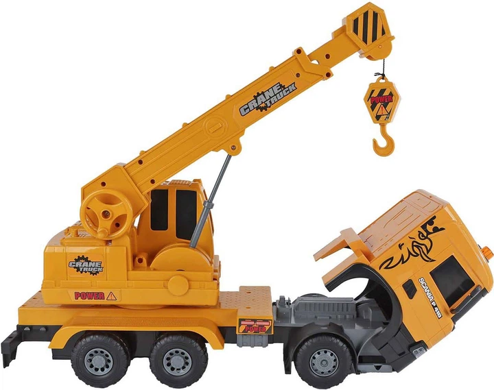 Ciężarówka z dźwigiem 2-Play Scania inercyjna ze światłem i dźwiękiem Pomarańczowa (8713219548820) - Zdjęcie 2 Ciężarówka z dźwigiem 2-Play Scania inercyjna ze światłem i dźwiękiem Pomarańczowa (8713219548820) - obraz 2