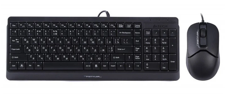 Клавіатура USB A4Tech F1512 black + миша UA - Фото 1 Клавіатура USB A4Tech F1512 black + миша UA - зображення 1