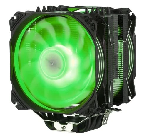Кулер для процесора 2E Gaming Air Cool AC120D6, алюміній, мідні теплові трубки, 2x120 мм ARGB PWM, для Intel 115x/1200/1366/2011, AMD AMx/FMx, до 200 Вт (2E-AC120D6-ARGB) - изображение 3