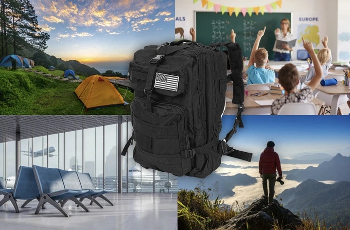 Туристичний рюкзак Trizand 8919 35 л чорний Oxford 600D з MOLLE та поясним ременем - зображення 10
