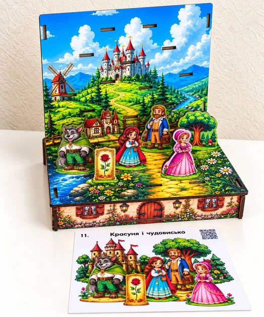 Обучающая деревянная игра Enotik Сказочный театр 3 в 1 — театр теней, сюжетная игра, карточки с заданиями, 3+ - изображение 10