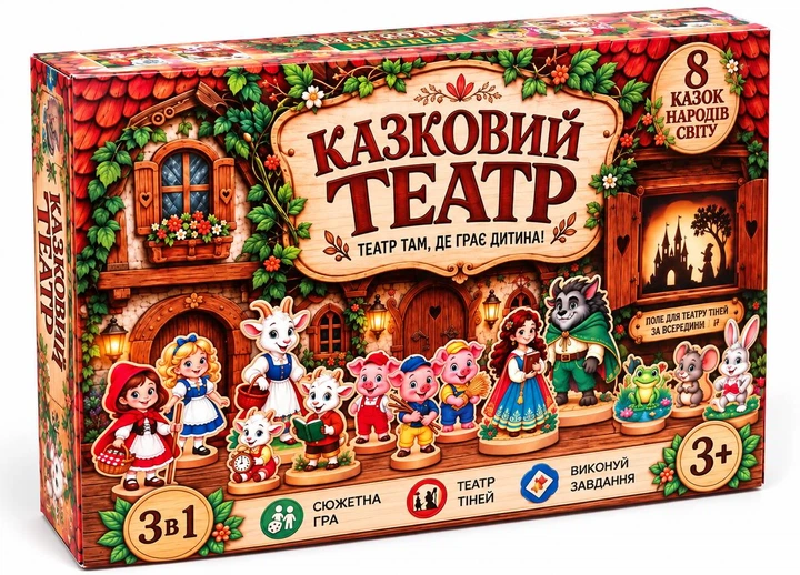 Обучающая деревянная игра Enotik Сказочный театр 3 в 1 — театр теней, сюжетная игра, карточки с заданиями, 3+ - изображение 14