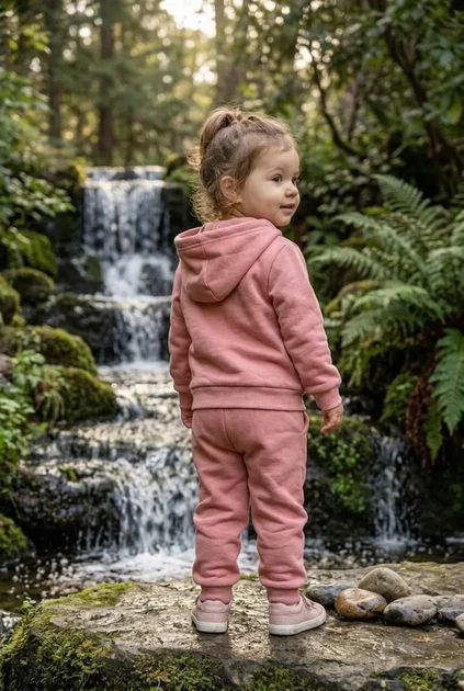 Костюм розовый с худи на молнии и карманами-кенгуру Kiddo розовый 86 см - Фото 2 Костюм розовый с худи на молнии и карманами-кенгуру Kiddo розовый 86 см - изображение 2