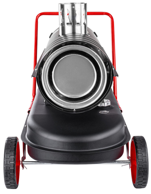 Дизельная тепловая пушка тепловентилятор RED TECHNIC RTNGO0122 обогреватель промышленный напольный дуйчик для дома дачи склада магазина 30 кВт бак 36 л производительность 850 м³/ч регулятор температуры дисплей на колесах с ручкой - изображение 6