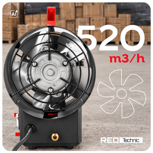 Тепловая пушка газовая тепловентилятор RED TECHNIC RTNGG0119 25 кВт промышленный обогреватель портативный на пропан-бутане для дома дачи склада напольный переносной нагреватель воздуха дуйчик 520 м³/ч давление 0.7 бар - изображение 3