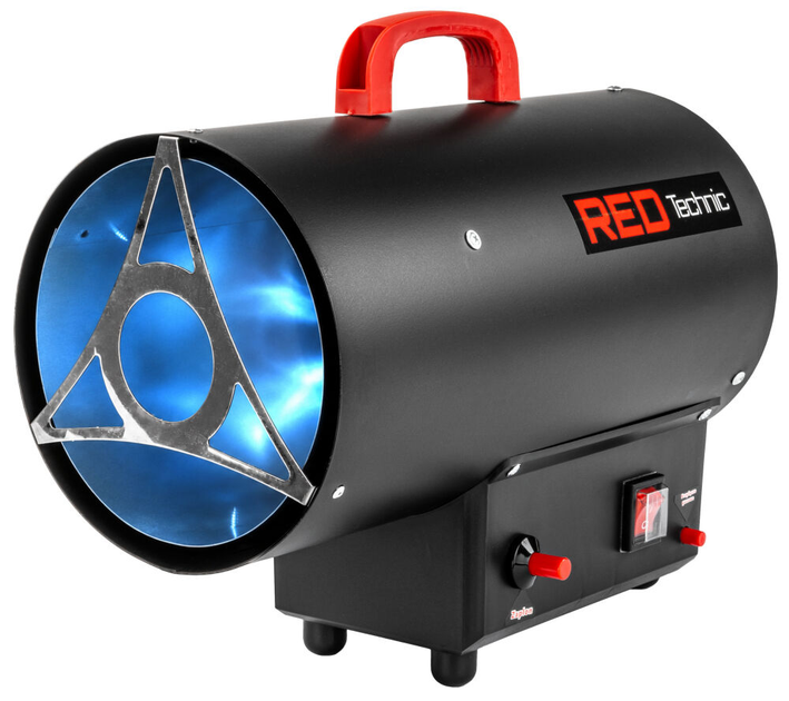 Тепловая пушка газовая тепловентилятор RED TECHNIC RTNGG0119 25 кВт промышленный обогреватель портативный на пропан-бутане для дома дачи склада напольный переносной нагреватель воздуха дуйчик 520 м³/ч давление 0.7 бар - изображение 5
