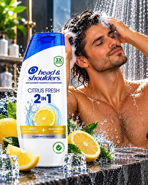 Шампунь-кондиціонер проти лупи Head & Shoulders Citrus Fresh 2 в 1 Цитрусова свіжість, 400 мл (8006530305372) - зображення 4