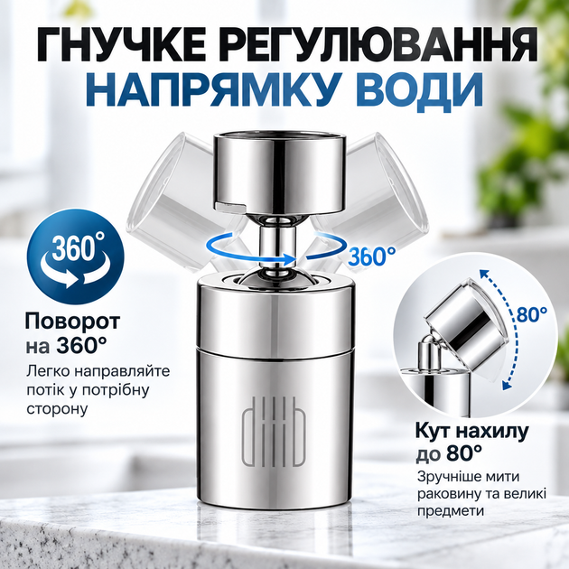 Аератор Xiaomi Dabai Diiib DXSZ003 средней длины, с комплектом переходников, насадка на кран водосберигательная - Фото 3 Аератор Xiaomi Dabai Diiib DXSZ003 средней длины, с комплектом переходников, насадка на кран водосберигательная - изображение 3