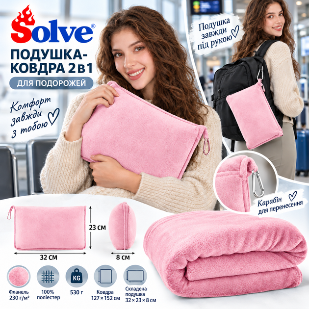 Дорожное мягкое одеяло-подушка-плед 2-в-1, фланель, розовый KT7003901 — универсальное для путешествий - Фото 7 Дорожное мягкое одеяло-подушка-плед 2-в-1, фланель, розовый KT7003901 — универсальное для путешествий - изображение 7