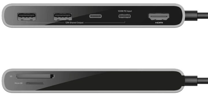 USB-C хаб Belkin 2 x USB-A 2 x USB-C PD 100W HDMI 2.0 4K 5Gbps (AVC022HQSGY) - зображення 2