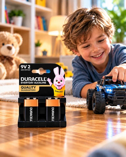 Батарейки лужні Duracell Everyday Alkaline 9V Крона (6LR61 / MN1604) 9 В, 2 шт. в упаковці (5000394181472) - зображення 4
