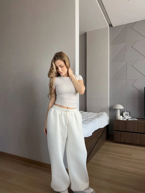 Жіночі oversize штани на флісі / Білий 42-46 / BASED 0139750 - Фото 3 Жіночі oversize штани на флісі / Білий 42-46 / BASED 0139750 - зображення 3