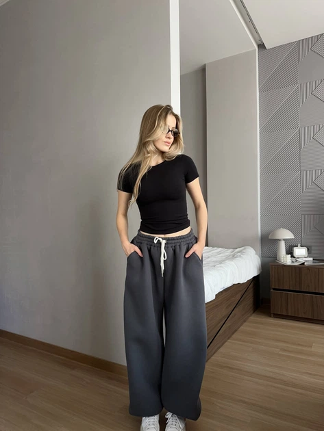 Жіночі oversize штани на флісі / Сірий 42-46 / BASED 0139710 - Фото 1 Жіночі oversize штани на флісі / Сірий 42-46 / BASED 0139710 - зображення 1