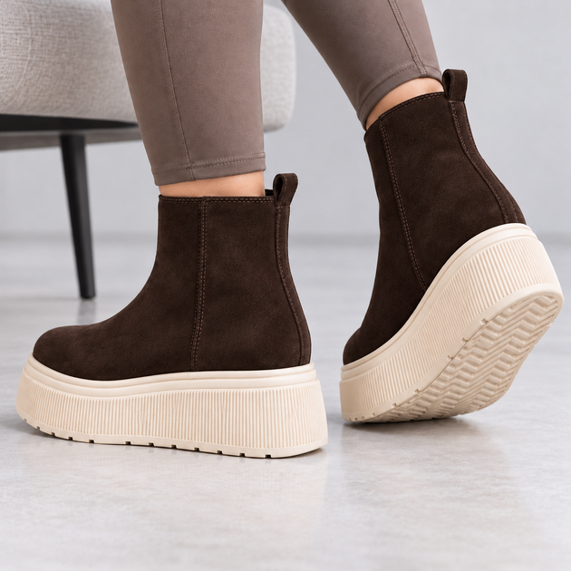 Ботинки женские зимние из натуральной замши ITstyle Коричневые с бежевым 41 27 см (07074272) - Фото 5 Ботинки женские зимние из натуральной замши ITstyle Коричневые с бежевым 41 27 см (07074272) - изображение 5