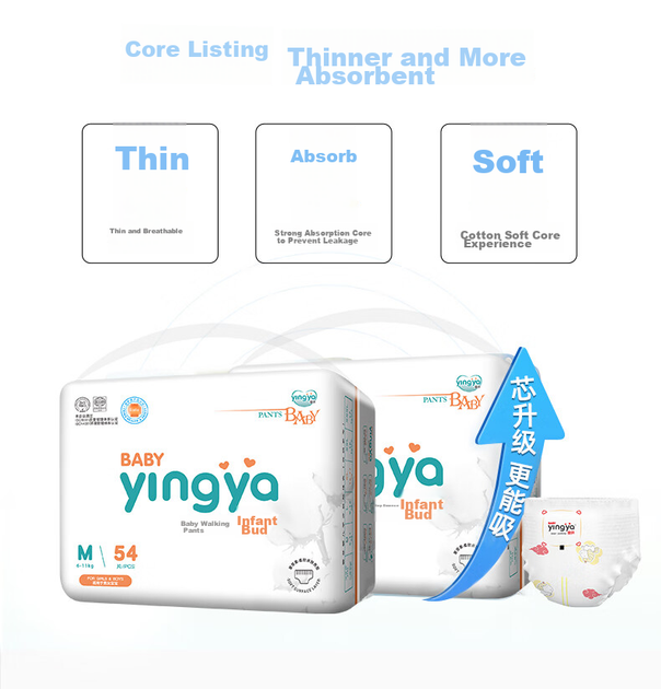 Подгузники-трусики Baby Yingya M (5-8 кг), 108 шт (2 x 54) - Фото 4 Подгузники-трусики Baby Yingya M (5-8 кг), 108 шт (2 x 54) - изображение 4