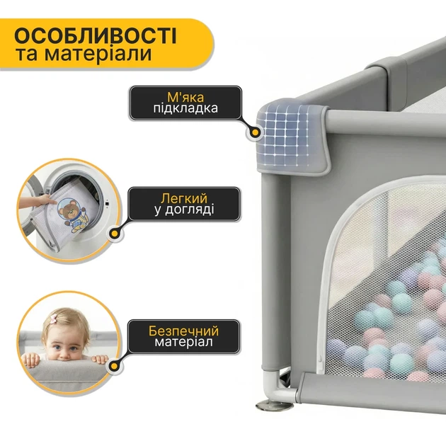 Дитячий манеж ProDobro поліестер 180х200 см Галактичний Ведмедик - зображення 3