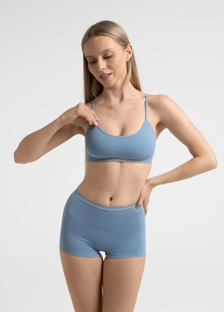 Безшовний топ в рубчик на тонких бретелях Giulia CAMI TOP RIB S/M Blue-faded denim - Фото 5 Безшовний топ в рубчик на тонких бретелях Giulia CAMI TOP RIB S/M Blue-faded denim - зображення 5