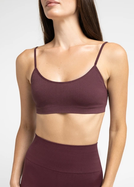 Безшовний топ в рубчик на тонких бретелях Giulia CAMI TOP RIB S/M Violet-eggplant - зображення 2