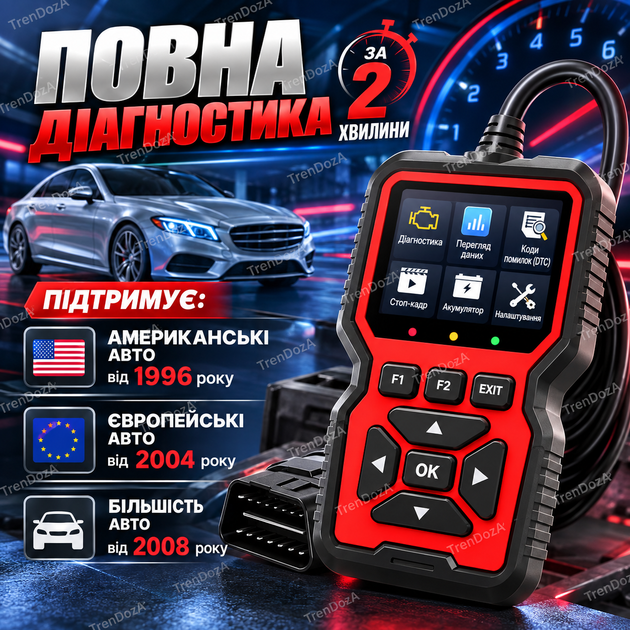 Профессиональный автосканер V519 OBD2 для диагностики двигателя, считывания и сброса ошибок Check Engine, дисплей 2.8 - Фото 4 Профессиональный автосканер V519 OBD2 для диагностики двигателя, считывания и сброса ошибок Check Engine, дисплей 2.8 - изображение 4