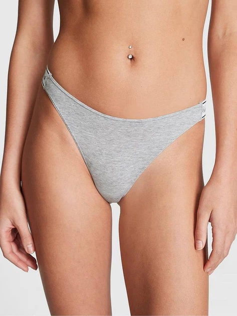 Набор трусиков танга женских хлопковых Victoria's Secret 291938704 XS 3 шт Серый/Розовый (1162844728) - изображение 3