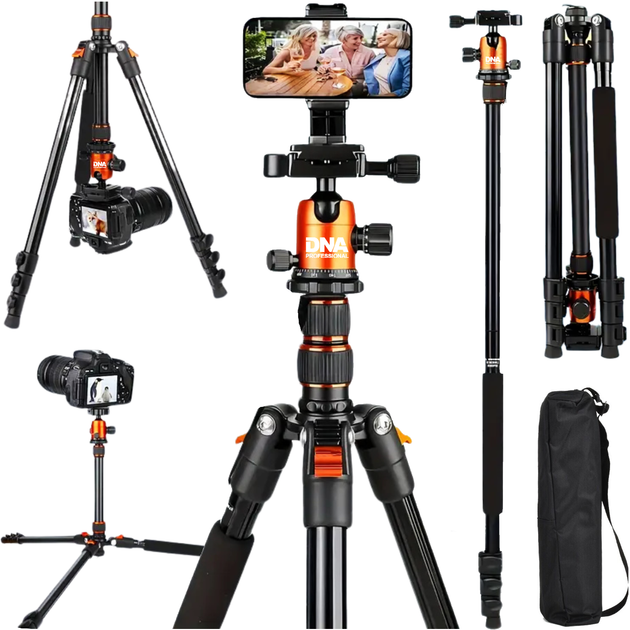 Statyw fotograficzny DNA PS1 PRO 170 cm tripod z głowicą 360° uchwytem na telefon udźwig 8 kg (5908249826953) - Zdjęcie 8 Statyw fotograficzny DNA PS1 PRO 170 cm tripod z głowicą 360° uchwytem na telefon udźwig 8 kg (5908249826953) - obraz 8