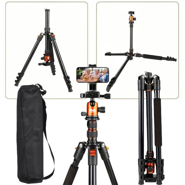 Statyw fotograficzny DNA PS1 PRO 170 cm tripod z głowicą 360° uchwytem na telefon udźwig 8 kg (5908249826953) - Zdjęcie 9 Statyw fotograficzny DNA PS1 PRO 170 cm tripod z głowicą 360° uchwytem na telefon udźwig 8 kg (5908249826953) - obraz 9