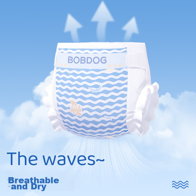 BOBDOG [Формамид не обнаружен] Подгузники Small Wave, размер S, 104 штуки, ультратонкие, летние, сухие и дышащие. - изображение 6
