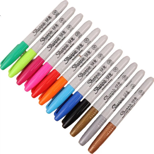 Маркери Sharpie з тонким наконечником, на масляній основі, водонепроникні та стійкі до кольору, швидковисихаючі міцні перманентні ручки для маркування бізнесу та офісу, чорний, червоний, синій, золотий, срібний, 5 шт., вітальна листівка для вчителя мистец - Фото 3 Маркери Sharpie з тонким наконечником, на масляній основі, водонепроникні та стійкі до кольору, швидковисихаючі міцні перманентні ручки для маркування бізнесу та офісу, чорний, червоний, синій, золотий, срібний, 5 шт., вітальна листівка для вчителя мистец - изображение 3