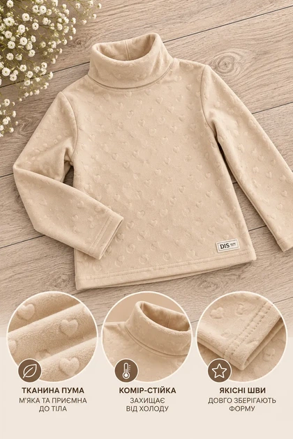Гольф для дівчинки Soft Hearts Kiddo бежевий 104 см - изображение 3
