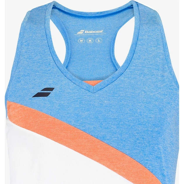 Майка для тенниса детская Babolat PLAY TANK TOP голубо-оранжево-белая 10-12 лет 3GTF071-1095 - изображение 3
