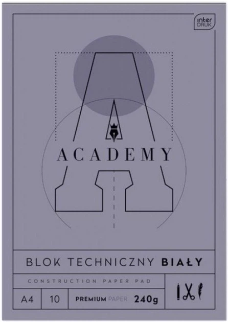 Zestaw bloków technicznych Interdruk Academy A4 10 arkuszy Biały 10 szt (5902277333513) - obraz 2