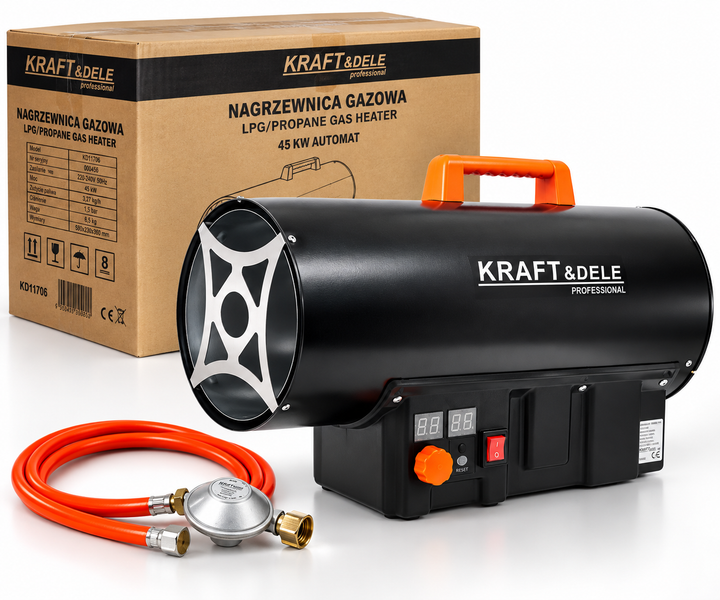 Газовая тепловая пушка Kraft&Dele KD11706 45 кВт пропан-бутан Газовый обогреватель с термостатом 465 м³/ч - изображение 3