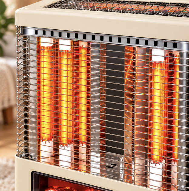 Инфракрасный обогреватель CR191F Radiant Heater 1800 Вт, карбоновый кварцевый с эффектом камина, напольный, бежевый - изображение 8