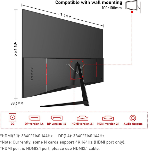 Монітор 32" Gawfolk GF320L 4K IPS 144 Гц (102468258) - Фото 3 Монітор 32" Gawfolk GF320L 4K IPS 144 Гц (102468258) - зображення 3