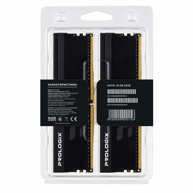 Модуль пам'яті Prologix Onyx PRO16GB3200YB4K, 16 Гб., Чорний - 777665 - Фото 4 Модуль пам'яті Prologix Onyx PRO16GB3200YB4K, 16 Гб., Чорний - 777665 - зображення 4