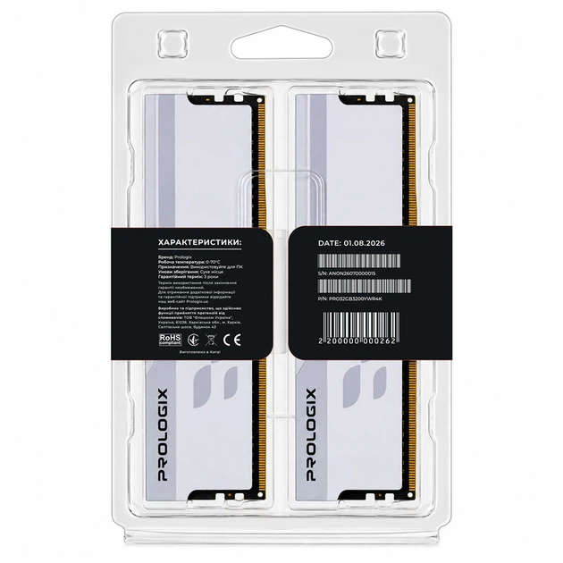 Модуль пам'яті Prologix Onyx PRO32GB3200YWR4K, 32 Гб., Білий - 777660 - зображення 5