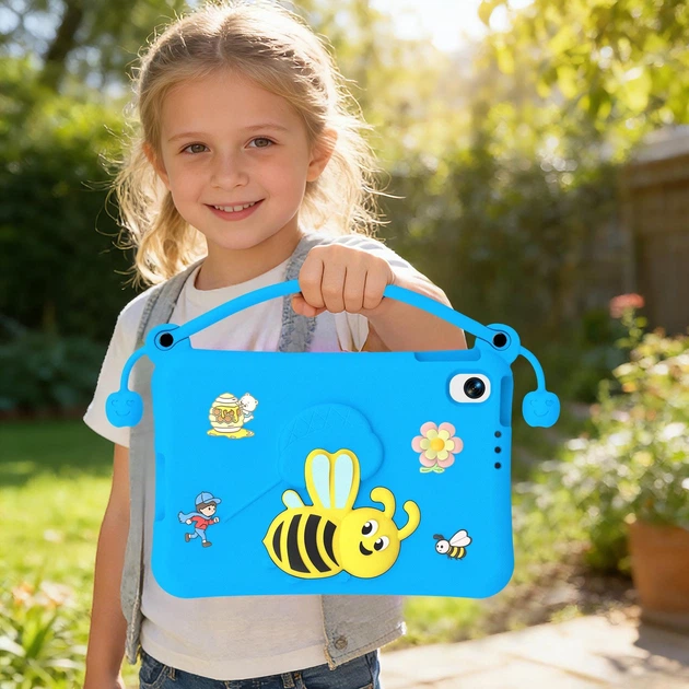 Протиударний дитячий чохол EVA Yellow Bee з підставкою та ручкою-тримачем для Xiaomi Redmi Pad 2 9.7" екран / Poco Pad C1 9.7" 2026 (Блакитний) - зображення 7
