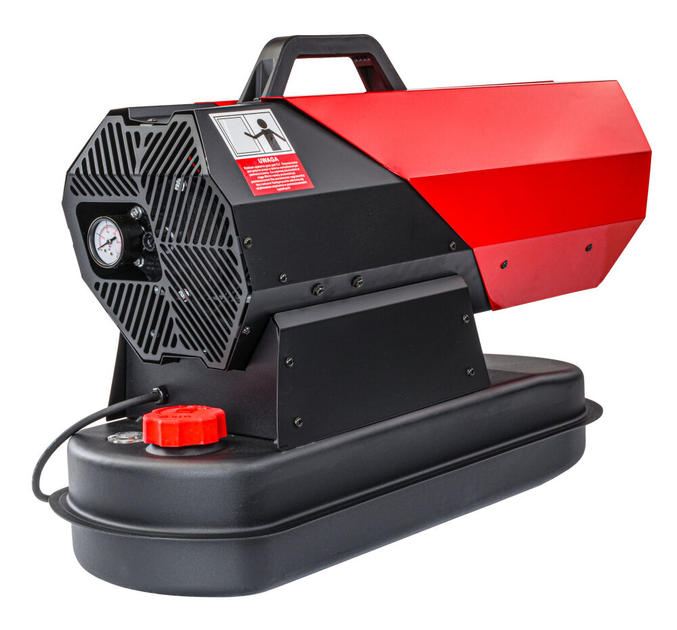 Тепловая пушка дизельная тепловентилятор RED TECHNIC RTNGO0125 обогреватель масляный промышленный напольный дуйчик для цеха строительства дачи склада 30 кВт бак 12 л производительность 850 м³/ч регулятор температуры дисплей с ручкой - изображение 7