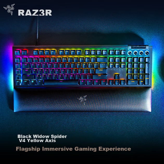 Механическая игровая клавиатура Razer BlackWidow V4 с RGB-подсветкой, для киберспорта, желтые переключатели. - изображение 10
