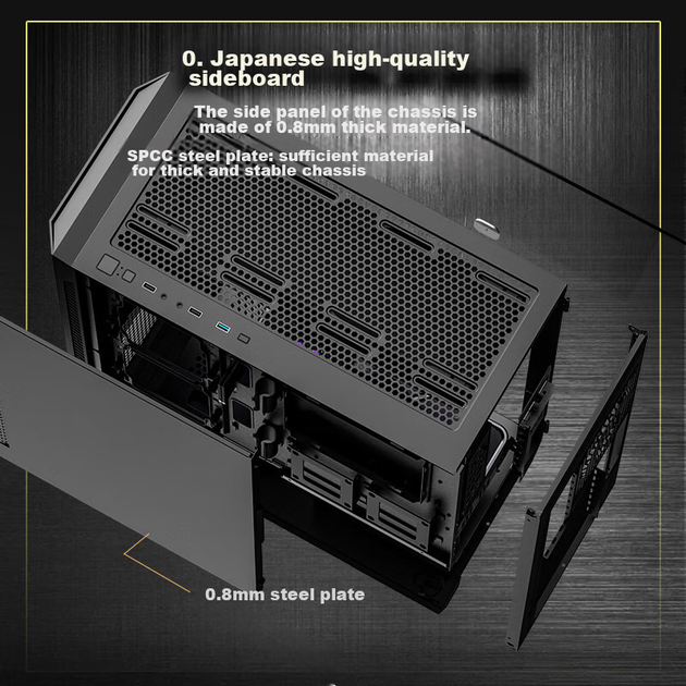 Компьютерный корпус Great Wall Iron Curtain H503B с боковыми панелями Iron Side Panel (два места для 20-см вентиляторов / боковая панель толщиной 0,88 мм / место для водяного охлаждения 360 мм / панель из мелкоячеистой стальной сетки / 7 отсеков для жестк - Фото 3 Компьютерный корпус Great Wall Iron Curtain H503B с боковыми панелями Iron Side Panel (два места для 20-см вентиляторов / боковая панель толщиной 0,88 мм / место для водяного охлаждения 360 мм / панель из мелкоячеистой стальной сетки / 7 отсеков для жестк - изображение 3